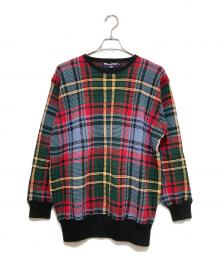 POLO SPORT（ポロスポーツ）の古着「タータンチェックコットンニット」｜ブルー×レッド