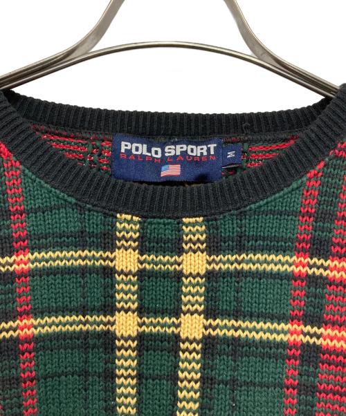 POLO SPORT（ポロスポーツ）POLO SPORT (ポロスポーツ) タータンチェックコットンニット ブルー×レッド サイズ:Mの古着・服飾アイテム