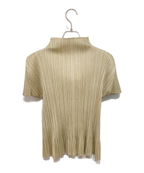 PLEATS PLEASE（プリーツプリーズ）PLEATS PLEASE (プリーツプリーズ) 半袖プリーツカットソー ベージュ サイズ:3の古着・服飾アイテム