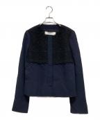 VALENTINOヴァレンティノ）の古着「レースノーカラージャケット」｜ネイビー
