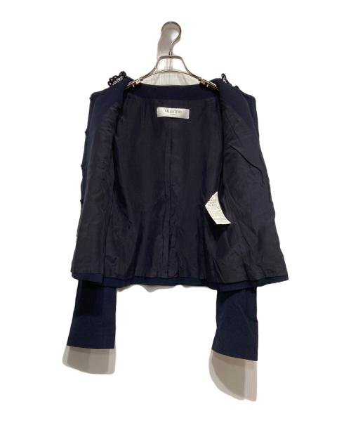 VALENTINO（ヴァレンティノ）VALENTINO (ヴァレンティノ) レースノーカラージャケット ネイビー サイズ:42の古着・服飾アイテム