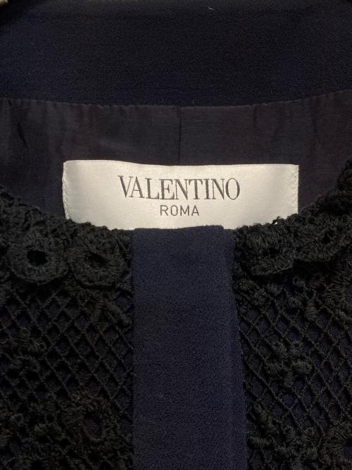 VALENTINO（ヴァレンティノ）VALENTINO (ヴァレンティノ) レースノーカラージャケット ネイビー サイズ:42の古着・服飾アイテム