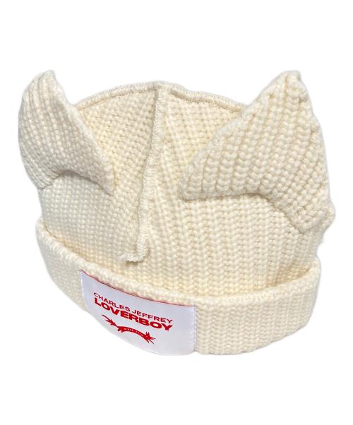 CHARLES JEFFREY LOVERBOY（チャールズ ジェフリー ラバーボーイ）CHARLES JEFFREY LOVERBOY (チャールズ ジェフリー ラバーボーイ) ニット帽 ホワイトの古着・服飾アイテム