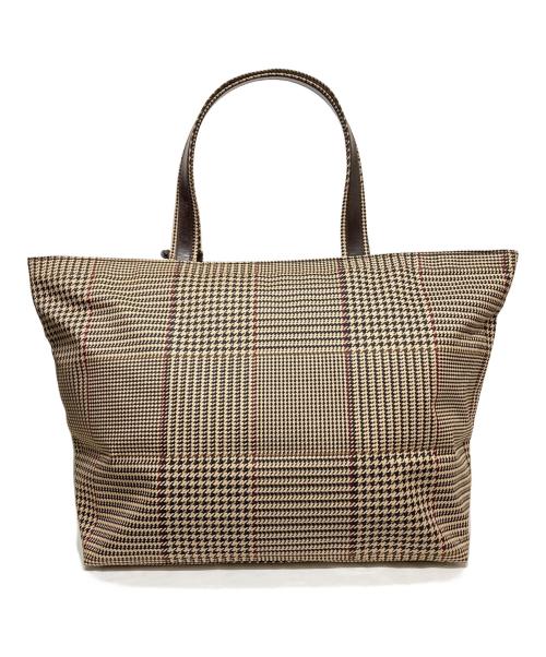 LAUREN RALPH LAUREN（ローレンラルフローレン）LAUREN RALPH LAUREN (ローレンラルフローレン) 千鳥格子柄トートバッグ ブラウンの古着・服飾アイテム