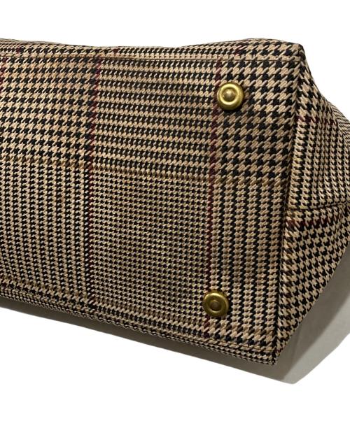 LAUREN RALPH LAUREN（ローレンラルフローレン）LAUREN RALPH LAUREN (ローレンラルフローレン) 千鳥格子柄トートバッグ ブラウンの古着・服飾アイテム