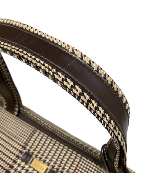 LAUREN RALPH LAUREN（ローレンラルフローレン）LAUREN RALPH LAUREN (ローレンラルフローレン) 千鳥格子柄トートバッグ ブラウンの古着・服飾アイテム