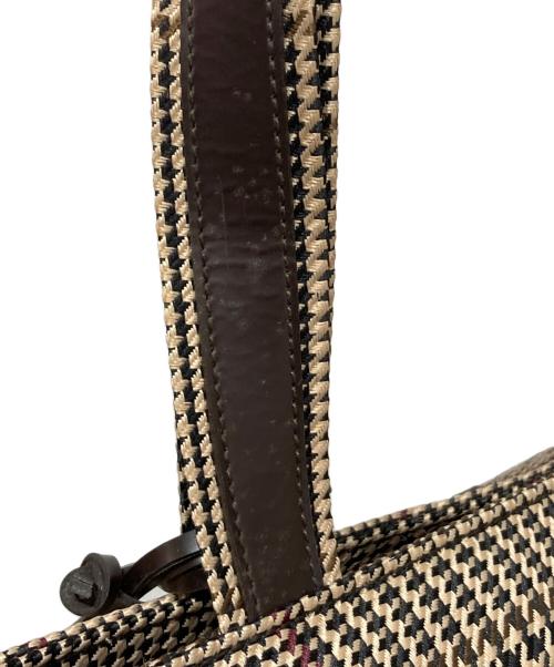 LAUREN RALPH LAUREN（ローレンラルフローレン）LAUREN RALPH LAUREN (ローレンラルフローレン) 千鳥格子柄トートバッグ ブラウンの古着・服飾アイテム