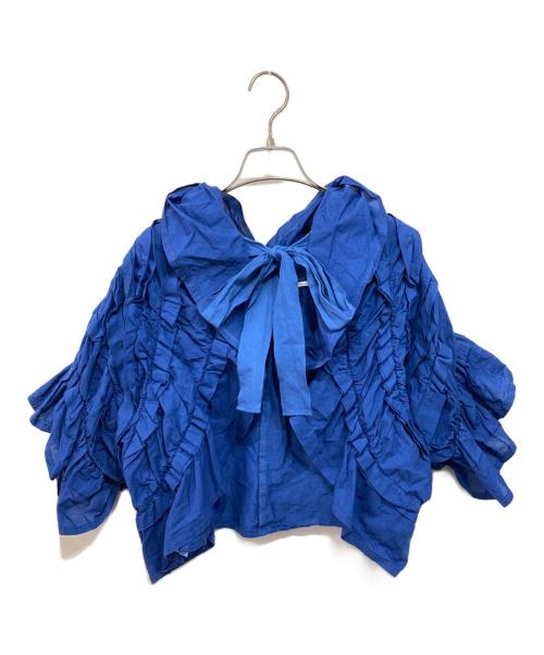 TAO COMME des GARCONS（タオ コムデギャルソン）TAO COMME des GARCONS (タオ コムデギャルソン) 製品染ギャザーブラウス ブルー サイズ:Ｍの古着・服飾アイテム