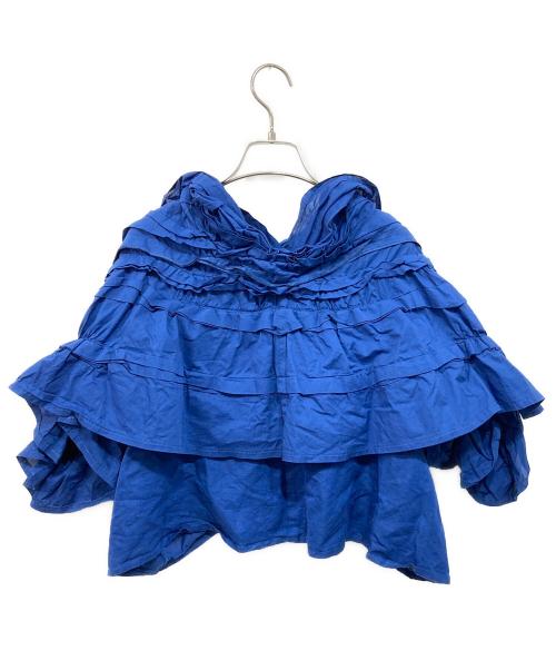 TAO COMME des GARCONS（タオ コムデギャルソン）TAO COMME des GARCONS (タオ コムデギャルソン) 製品染ギャザーブラウス ブルー サイズ:Ｍの古着・服飾アイテム