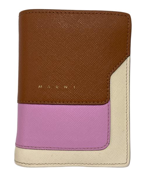 MARNI（マルニ）MARNI (マルニ) バイフォールドウォレット ピンク×ブラウンの古着・服飾アイテム