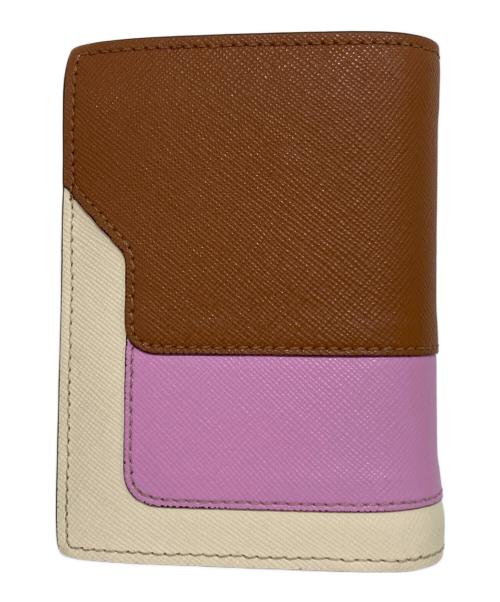 MARNI（マルニ）MARNI (マルニ) バイフォールドウォレット ピンク×ブラウンの古着・服飾アイテム