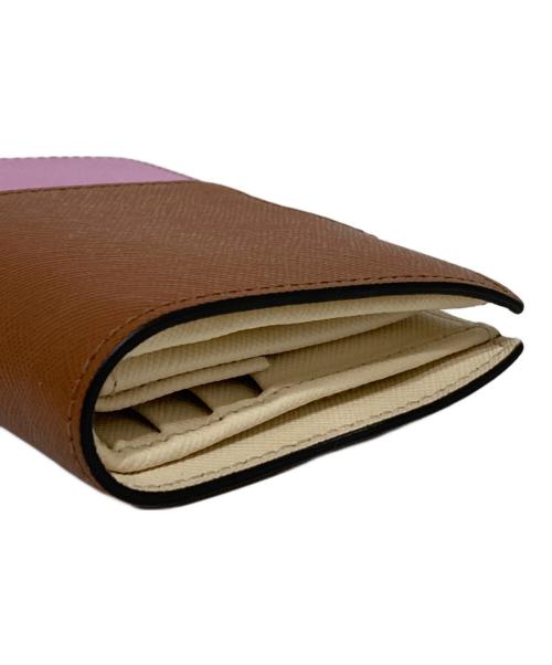 MARNI（マルニ）MARNI (マルニ) バイフォールドウォレット ピンク×ブラウンの古着・服飾アイテム