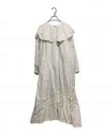 nest Robe（ネストローブ）の古着「リネンラップカラーワンピース」｜ベージュ