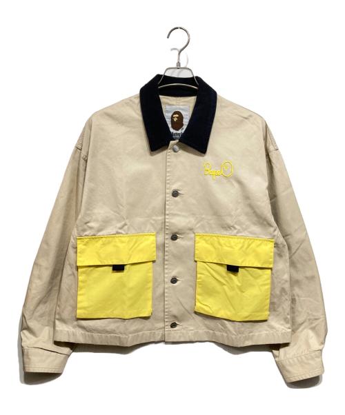 A BATHING APE（アベイシングエイプ）A BATHING APE (ア ベイシング エイプ) BIG POCKET WORK JACKET アイボリー サイズ:Sの古着・服飾アイテム