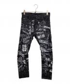 DSQUARED2ディースクエアード）の古着「グラフィティプリント バイカーデニム」｜ブラック