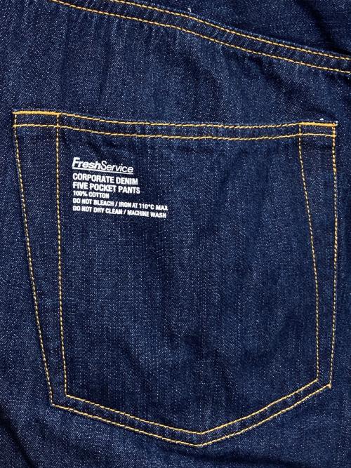 FreshService（フレッシュサービス）FreshService (フレッシュサービス) CORPORATE DENIM FIVE POCKET PANTS インディゴ サイズ:Lの古着・服飾アイテム