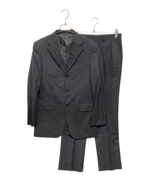 BURBERRY BLACK LABEL（バーバリーブラックレーベル）BURBERRY BLACK LABEL (バーバリーブラックレーベル) ストライプセットアップスーツ ブラック サイズ:40Rの古着・服飾アイテム