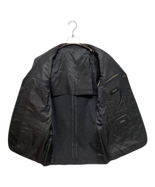 BURBERRY BLACK LABEL（バーバリーブラックレーベル）BURBERRY BLACK LABEL (バーバリーブラックレーベル) ストライプセットアップスーツ ブラック サイズ:40Rの古着・服飾アイテム