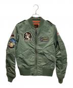 AVIREXアヴィレックス）の古着「L-2B ブラックエース-フライトジャケット」｜オリーブ