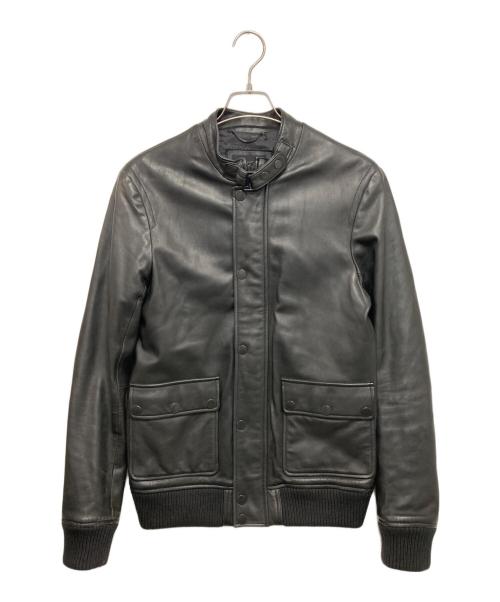 DIESEL Black Gold（ディーゼル ブラック ゴールド）DIESEL Black Gold (ディーゼル ブラック ゴールド) ラムレザージップアップジャケット ブラック サイズ:48の古着・服飾アイテム