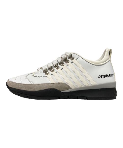 DSQUARED2（ディースクエアード）DSQUARED2 (ディースクエアード) LACE UP LOW TOP SNEAKERS グレー×ホワイト サイズ:42の古着・服飾アイテム