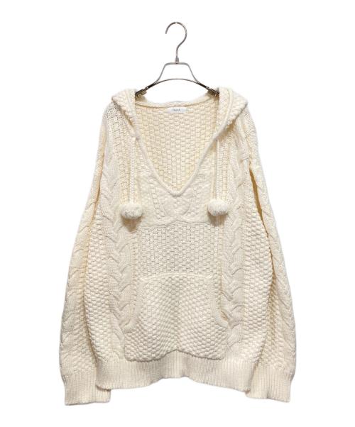 darich（ダーリッチ）Darich (ダーリッチ) ケーブルDDロゴVネックニットフーディ アイボリー サイズ:Freeの古着・服飾アイテム