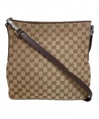 GUCCIグッチ）の古着「GGキャンバスショルダーバッグ」｜ブラウン×ベージュ