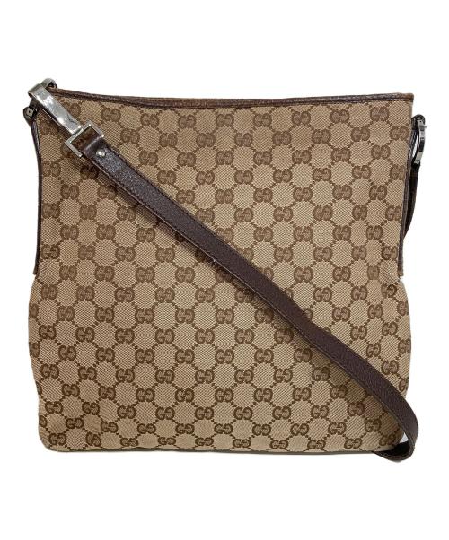 GUCCI（グッチ）GUCCI (グッチ) GGキャンバスショルダーバッグ ブラウン×ベージュの古着・服飾アイテム