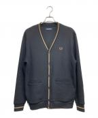 FRED PERRYフレッドペリー）の古着「ワッフル コットンニットカーディガン」｜ブラック