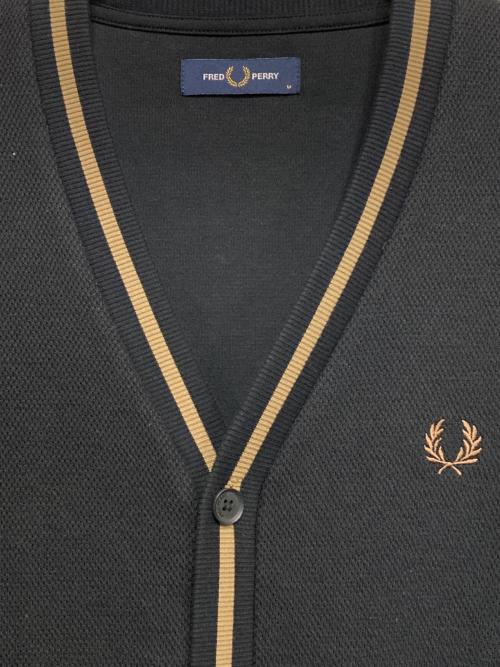 FRED PERRY（フレッドペリー）FRED PERRY (フレッドペリー) ワッフル コットンニットカーディガン ブラック サイズ:Mの古着・服飾アイテム
