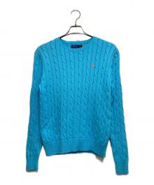 POLO RALPH LAUREN（ポロ・ラルフローレン）の古着「ポニー刺繍ケーブルニット」｜ブルー