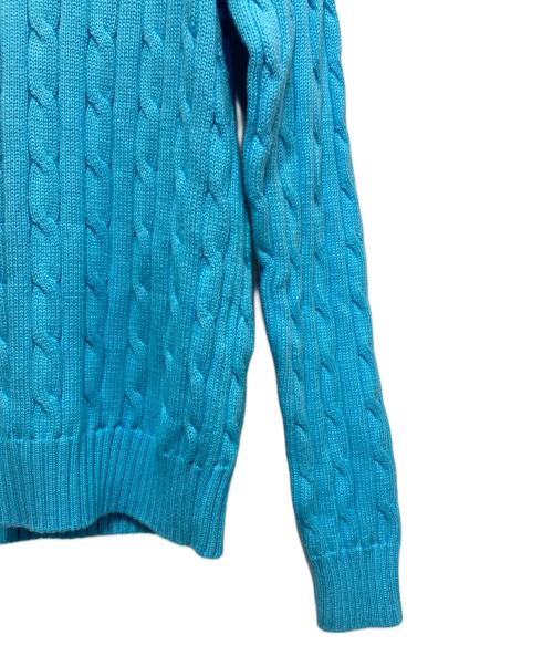 POLO RALPH LAUREN（ポロ・ラルフローレン）POLO RALPH LAUREN (ポロ・ラルフローレン) ポニー刺繍ケーブルニット ブルー サイズ:Lの古着・服飾アイテム