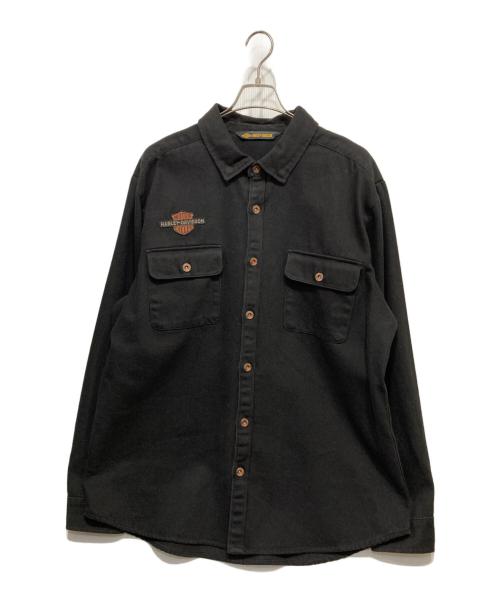 HARLEY-DAVIDSON（ハーレーダビッドソン）HARLEY-DAVIDSON (ハーレーダビッドソン) Vintage logo overshirt ブラック サイズ:XLの古着・服飾アイテム