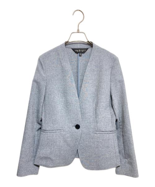 INDIVI（インディヴィ）INDIVI (インディヴィ) ノーカラージャケット グレー サイズ:38の古着・服飾アイテム
