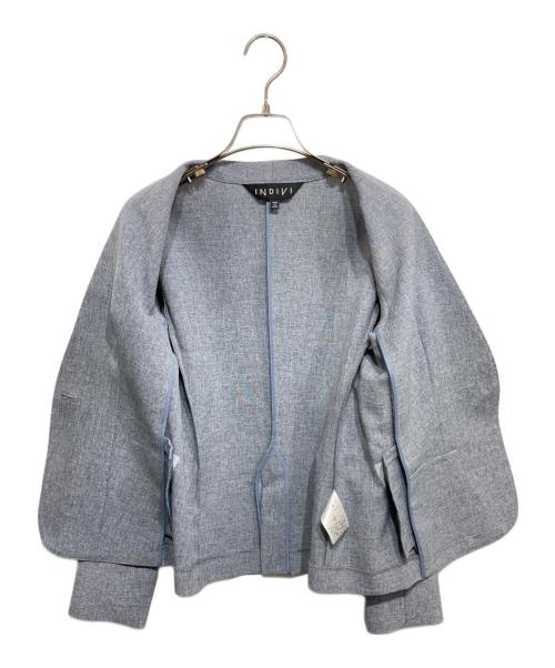 INDIVI（インディヴィ）INDIVI (インディヴィ) ノーカラージャケット グレー サイズ:38の古着・服飾アイテム