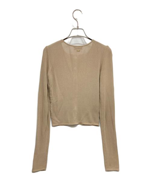 anuans（アニュアンス）anuans (アニュアンス) リュクスビスコースリブニットカーディガン ベージュ サイズ:2の古着・服飾アイテム