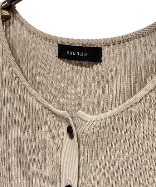 anuans（アニュアンス）anuans (アニュアンス) リュクスビスコースリブニットカーディガン ベージュ サイズ:2の古着・服飾アイテム