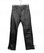 JOHN LAWRENCE SULLIVANジョン ローレンス サリバン）の古着「Leather Lace-up Pants」｜ブラック