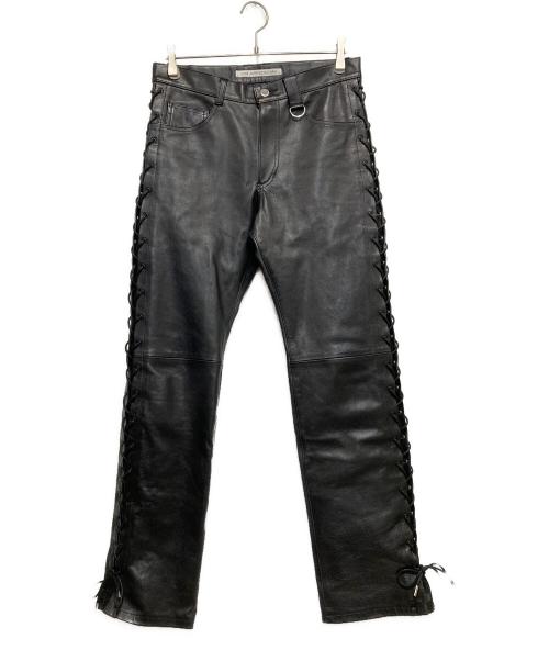 JOHN LAWRENCE SULLIVAN（ジョン ローレンス サリバン）JOHN LAWRENCE SULLIVAN (ジョン ローレンス サリバン) Leather Lace-up Pants ブラック サイズ:46の古着・服飾アイテム