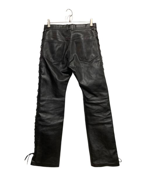 JOHN LAWRENCE SULLIVAN（ジョン ローレンス サリバン）JOHN LAWRENCE SULLIVAN (ジョン ローレンス サリバン) Leather Lace-up Pants ブラック サイズ:46の古着・服飾アイテム