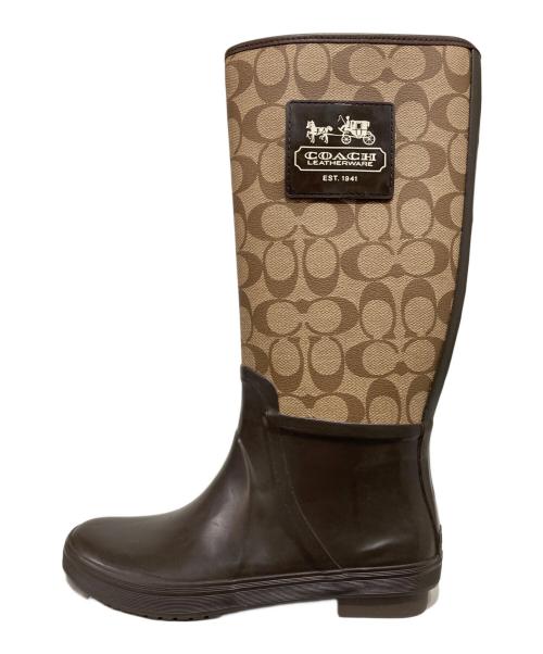 COACH（コーチ）COACH (コーチ) レインブーツ ブラウン×ベージュ サイズ:8Mの古着・服飾アイテム