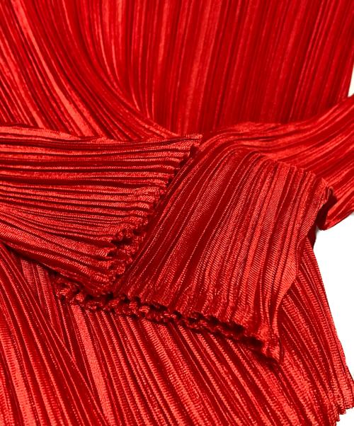 PLEATS PLEASE（プリーツプリーズ）PLEATS PLEASE (プリーツプリーズ) プリーツカットソー レッド サイズ:3の古着・服飾アイテム