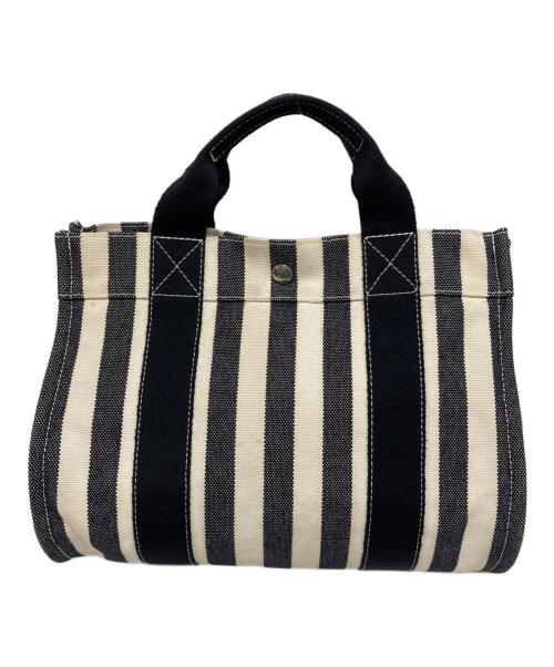 HERMES（エルメス）HERMES (エルメス) カンヌPM-ハンドバッグ ネイビー×アイボリーの古着・服飾アイテム