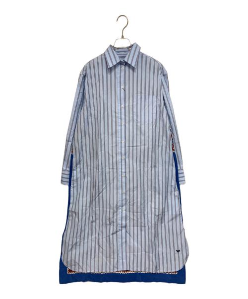WEEKEND Max Mara（ウィークエンド マックスマーラ）Weekend Max Mara (ウィークエンド マックスマーラ) バックプリントシャツワンピース グレー×ブルー サイズ:42の古着・服飾アイテム
