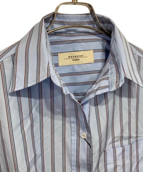 WEEKEND Max Mara（ウィークエンド マックスマーラ）Weekend Max Mara (ウィークエンド マックスマーラ) バックプリントシャツワンピース グレー×ブルー サイズ:42の古着・服飾アイテム