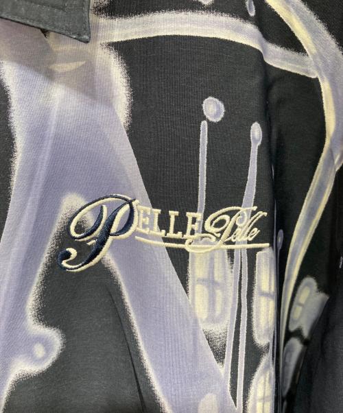 pellepelle（ペレペレ）pellepelle (ペレペレ) グラフィティ―刺繍シャツ ブルー×ネイビー サイズ:Lの古着・服飾アイテム