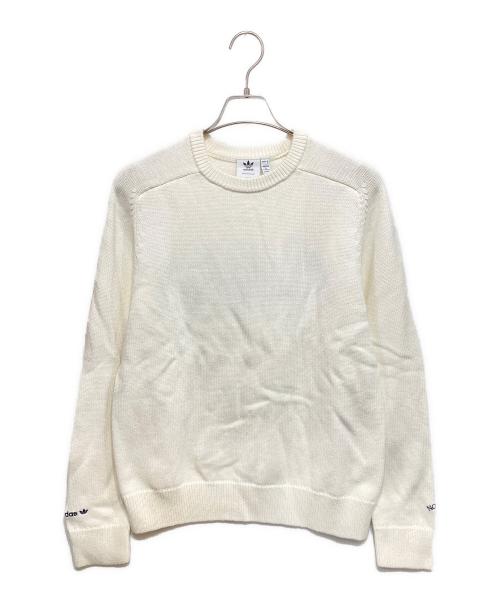 adidas（アディダス）adidas (アディダス) Noah (ノア) バックロゴ刺繍ローゲージニットセーター ホワイトの古着・服飾アイテム