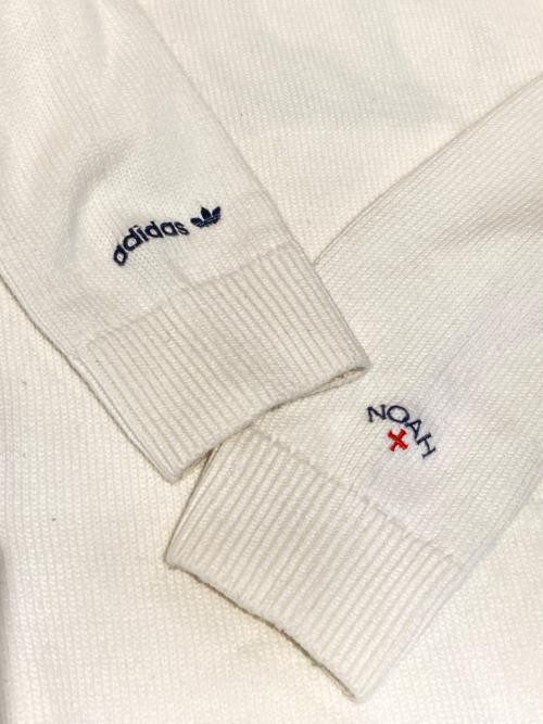 adidas（アディダス）adidas (アディダス) Noah (ノア) バックロゴ刺繍ローゲージニットセーター ホワイトの古着・服飾アイテム
