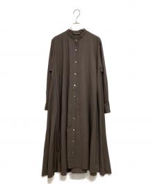 mizuiro-ind（ミズイロインド）の古着「バンドカラーシャツワンピース」｜ブラウン