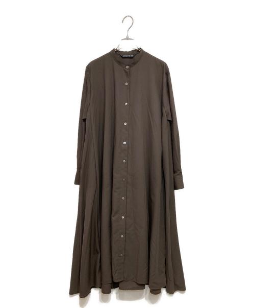 mizuiro-ind（ミズイロインド）mizuiro-ind (ミズイロインド) バンドカラーシャツワンピース ブラウン サイズ:Fの古着・服飾アイテム
